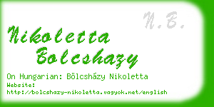 nikoletta bolcshazy business card