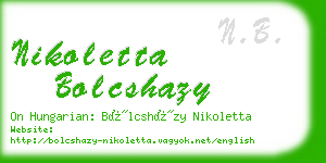 nikoletta bolcshazy business card